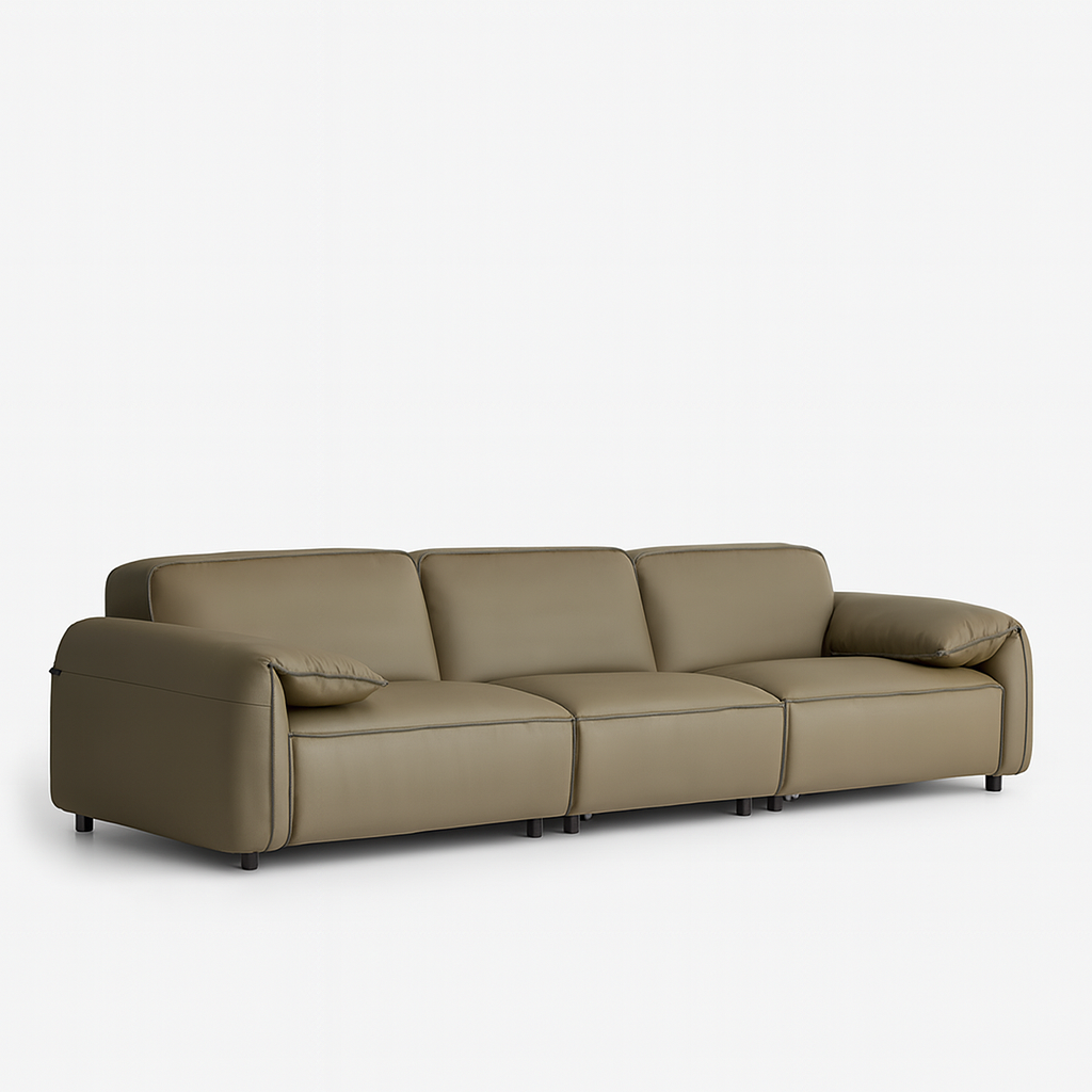 Elara Top Grain Leather Power Recliner Sofa-Olive