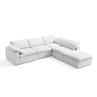 Tender Wabi Sabi Sand L Shaped Sectional and Ottoman-White-128.0"