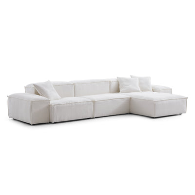 Freedom Modular Khaki Sectional Sofa-White-Low-143.7"