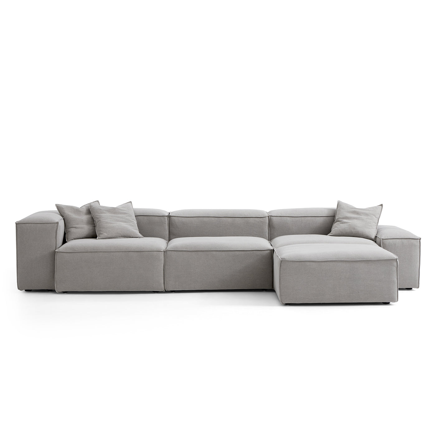 Freedom Modular Sofa with Ottoman-New Gray-143.7"-Low & High