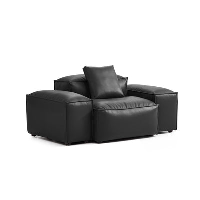 Flex Modular Black Genuine Leather Armchair-Black-68.1"-Low