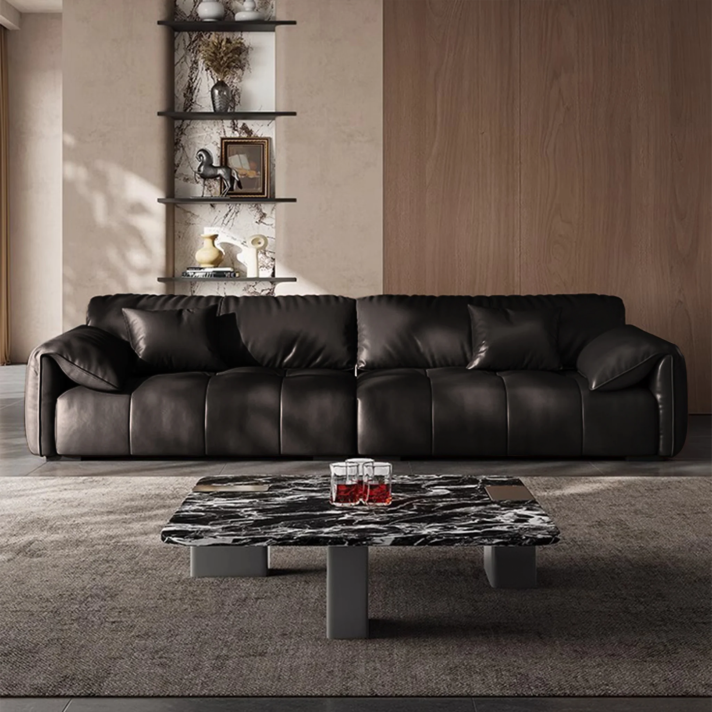 Anorea Brown Contemporary Minimalist Sofa