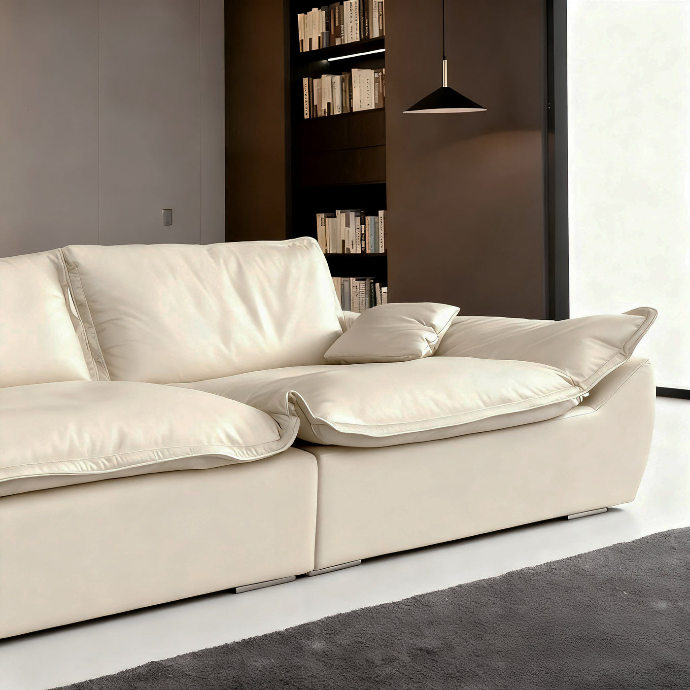 Raisa Vintage Leather Sailboat Sofa-Beige