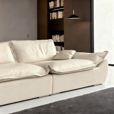 Raisa Vintage Leather Sailboat Sofa-Beige