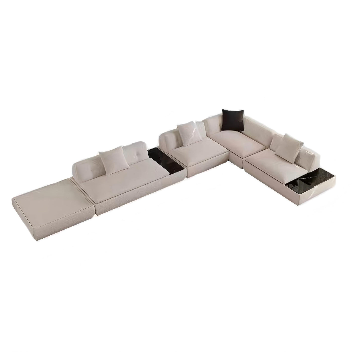 Silver Moon Boucle L Shaped Sectional Sofa-White-200.7"-Facing Left