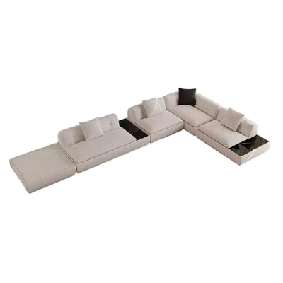 Silver Moon Boucle L Shaped Sectional Sofa-White-200.7"-Facing Left