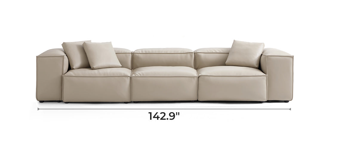 Flex Modular Beige Genuine Leather Sofa