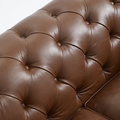 Durango Chesterfield Brown Top Grain Leather Tufted Sofa-Brown