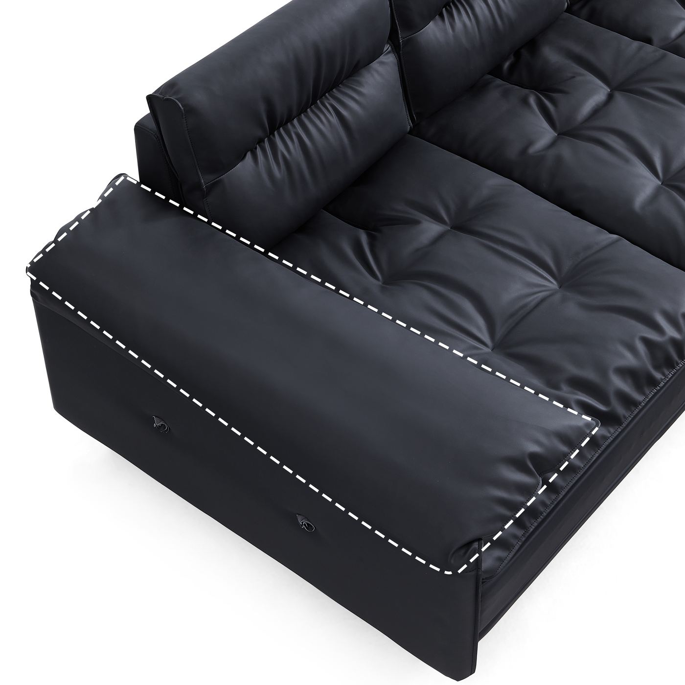 Lewis Adjustable Backrest Ultra Wide Leather Sofa-Black