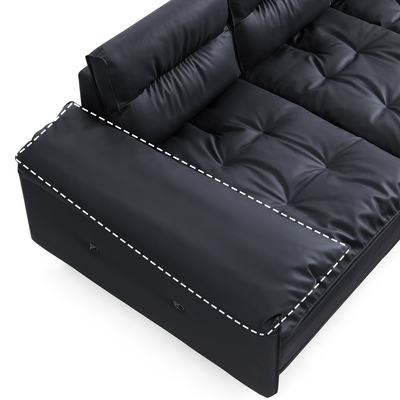 Lewis Adjustable Backrest Ultra Wide Leather Sofa-Black