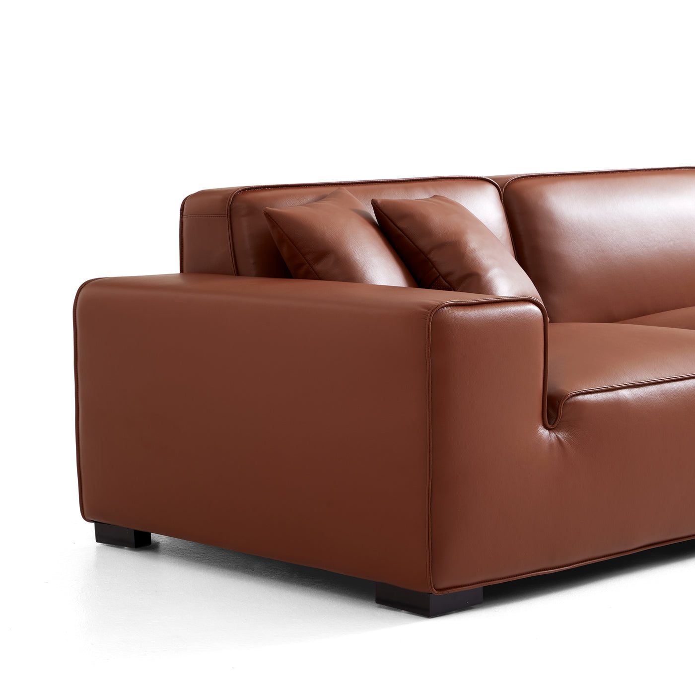 Domus Modular Brown Leather Sectional Sofa-Brown