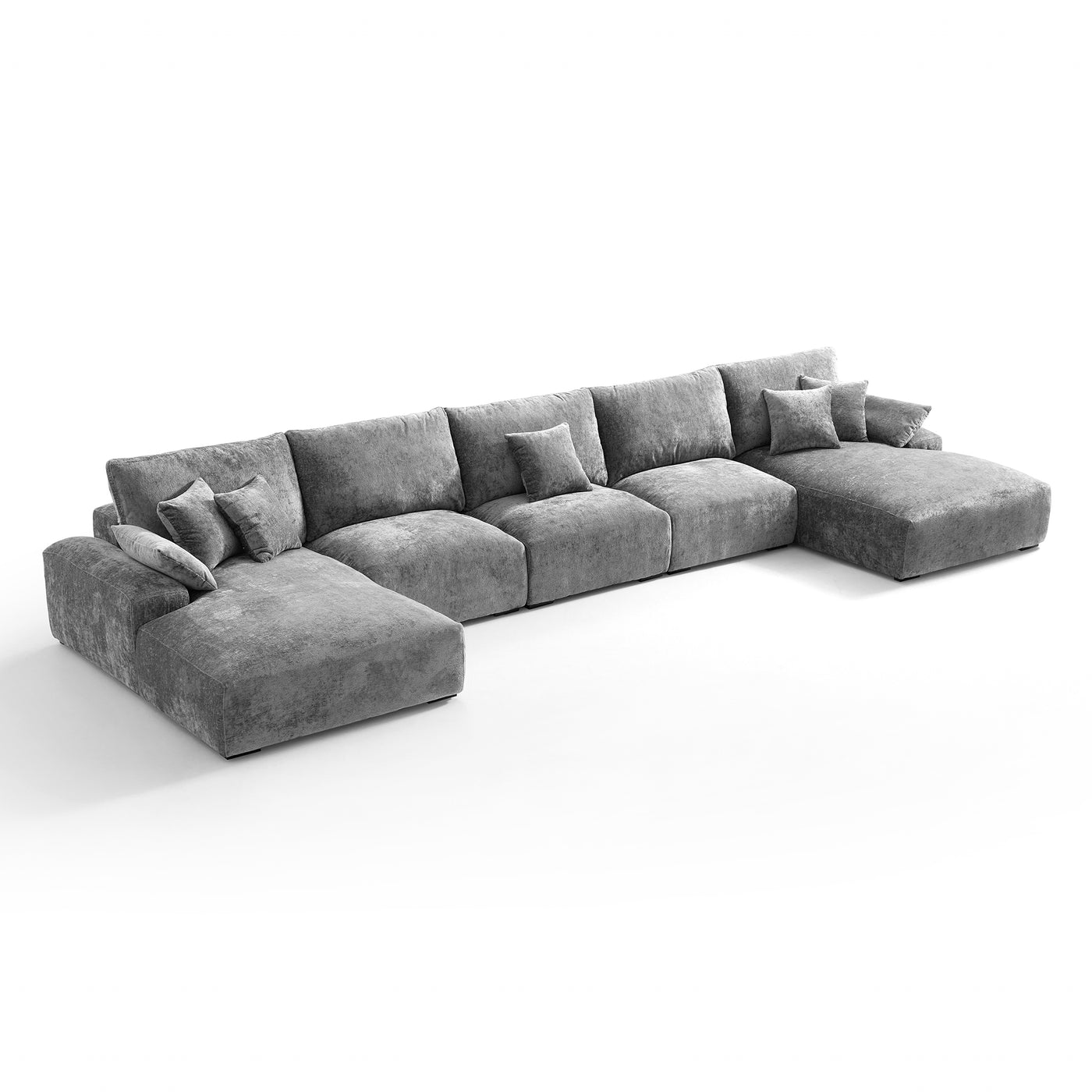 The Empress Navy Blue U Shaped Sectional-Gray-196.9"