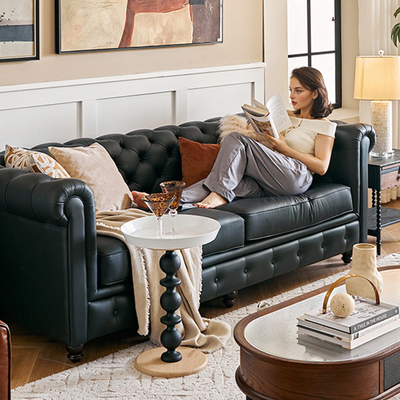 Durango Chesterfield Top Grain Leather Tufted Sofa