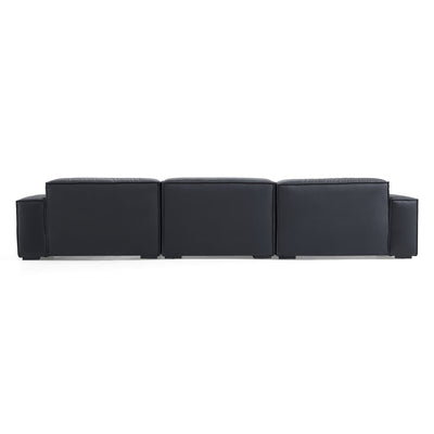 Luxury Minimalist Black Leather U Shaped Sectional Sofa-Black-151.2"