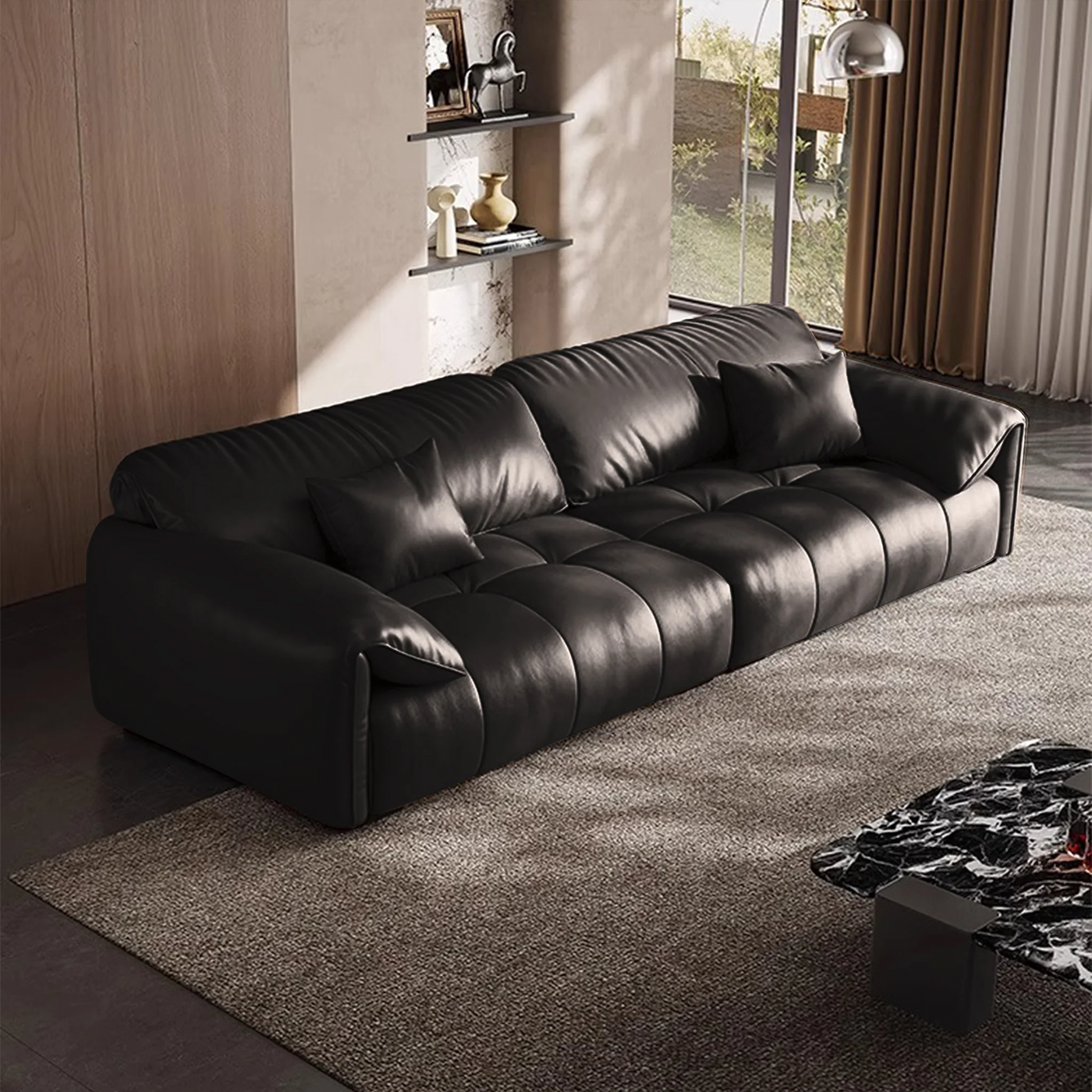 Anorea Brown Contemporary Minimalist Sofa