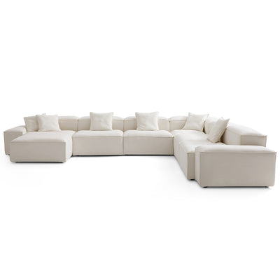 Freedom Modular Beige U Shaped Sectional Sofa-Beige-181.1"-Low