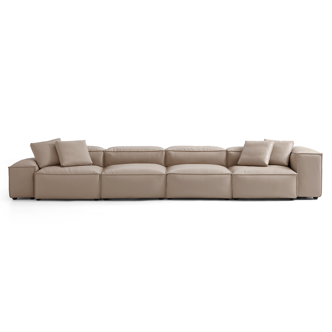 Flex Modular Khaki Genuine Leather Sofa-Khaki-180.3"-Low & High