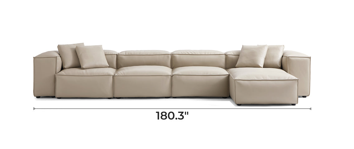 Flex Modular Beige Genuine Leather Sectional