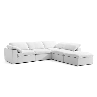 Tender Wabi Sabi Sand L Shaped Sectional and Ottoman-White-128.0"