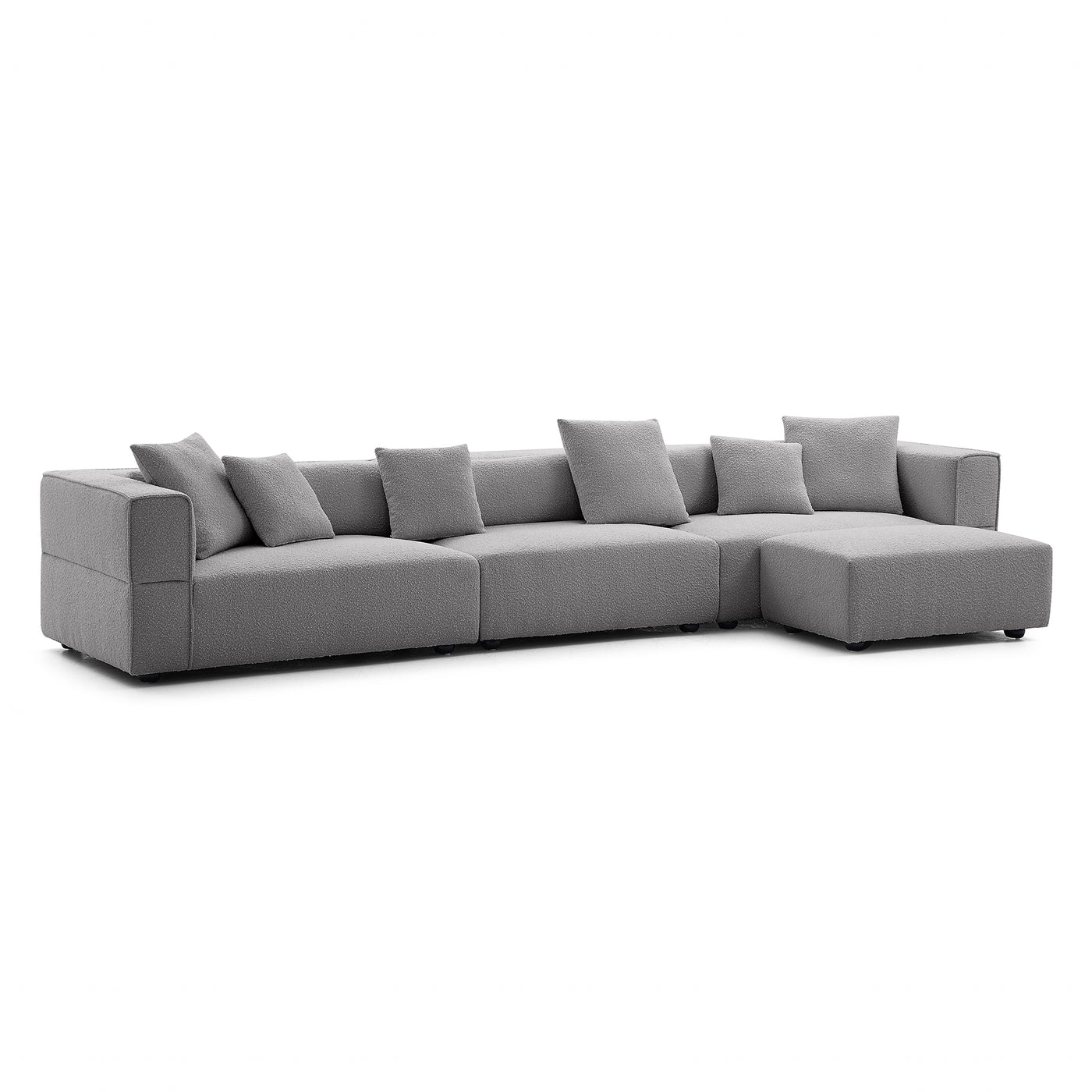 Nordic Modern Creamy Sofa with Ottoman-Gray