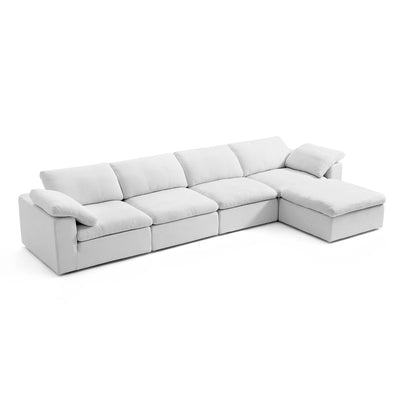 Tender Wabi Sabi White Sofa and Ottoman-White-165.4"