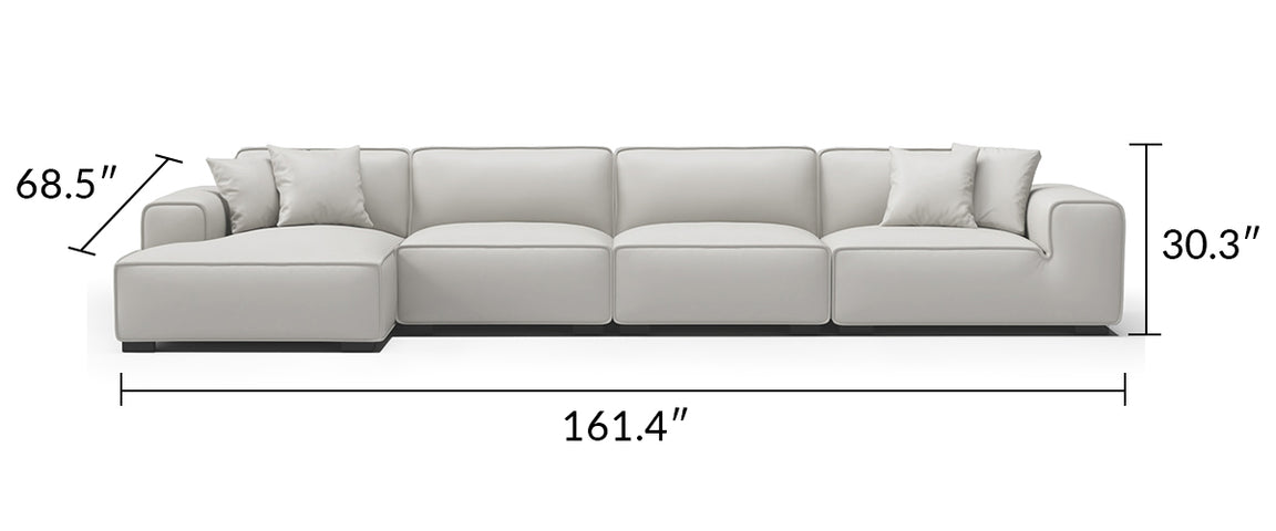 Domus Modular Black Leather Sectional Sofa