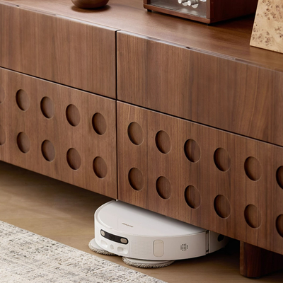 Circular Pattern Walnut TV Stand