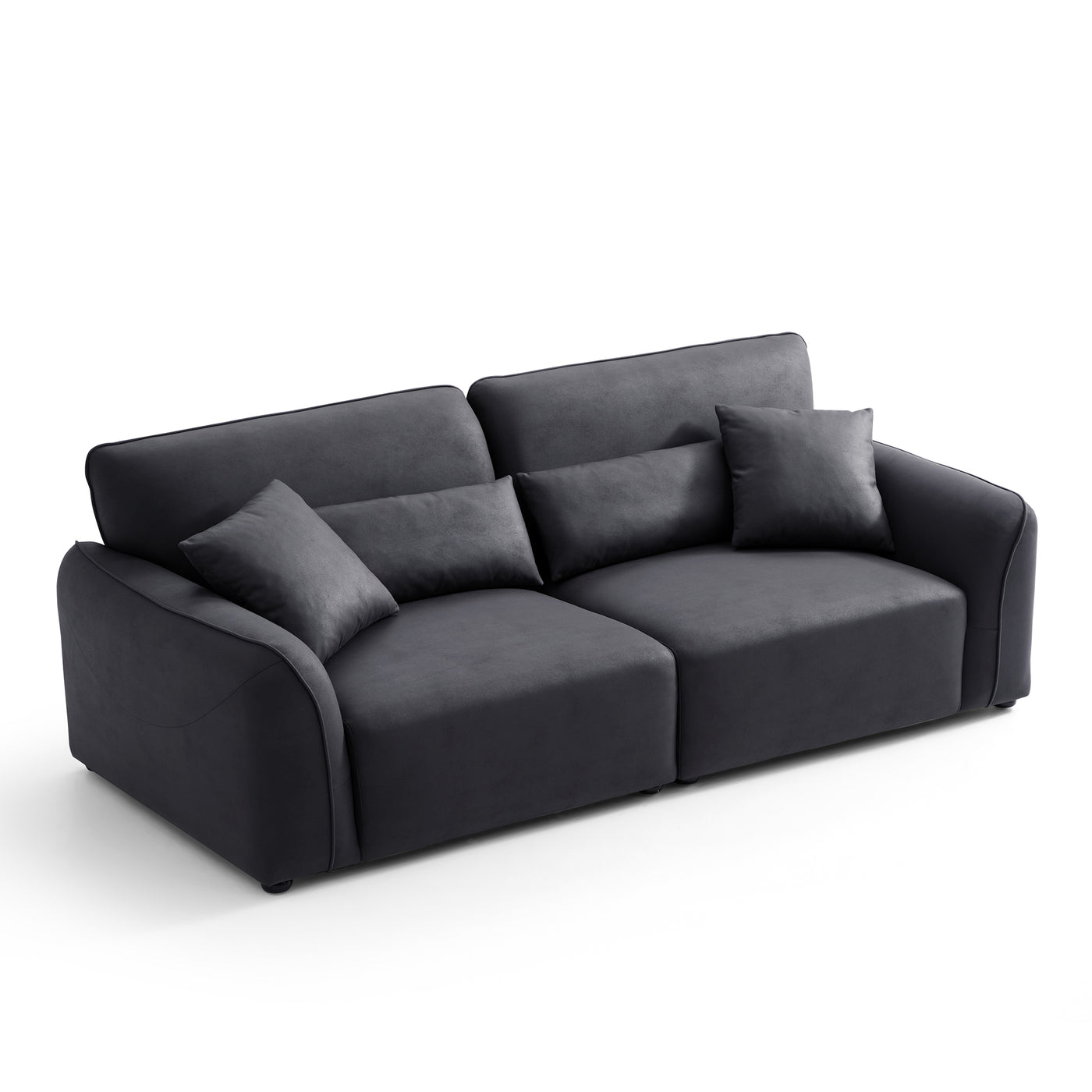 Milano Moda Minimalist Black Sofa-Black-90.6"