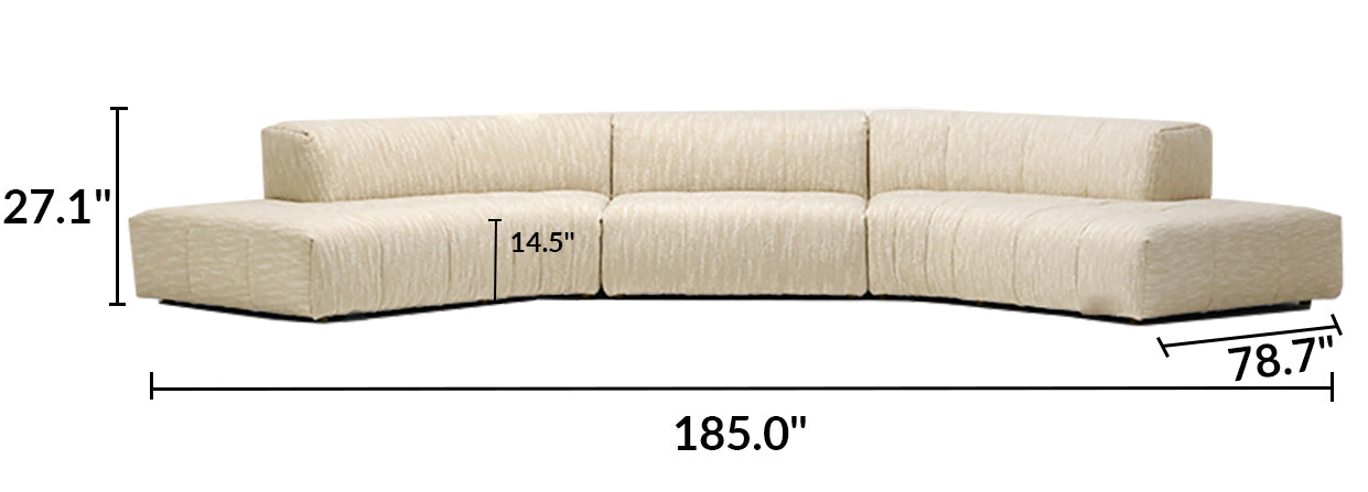 Almond Cream Curved Sectional Sofa
