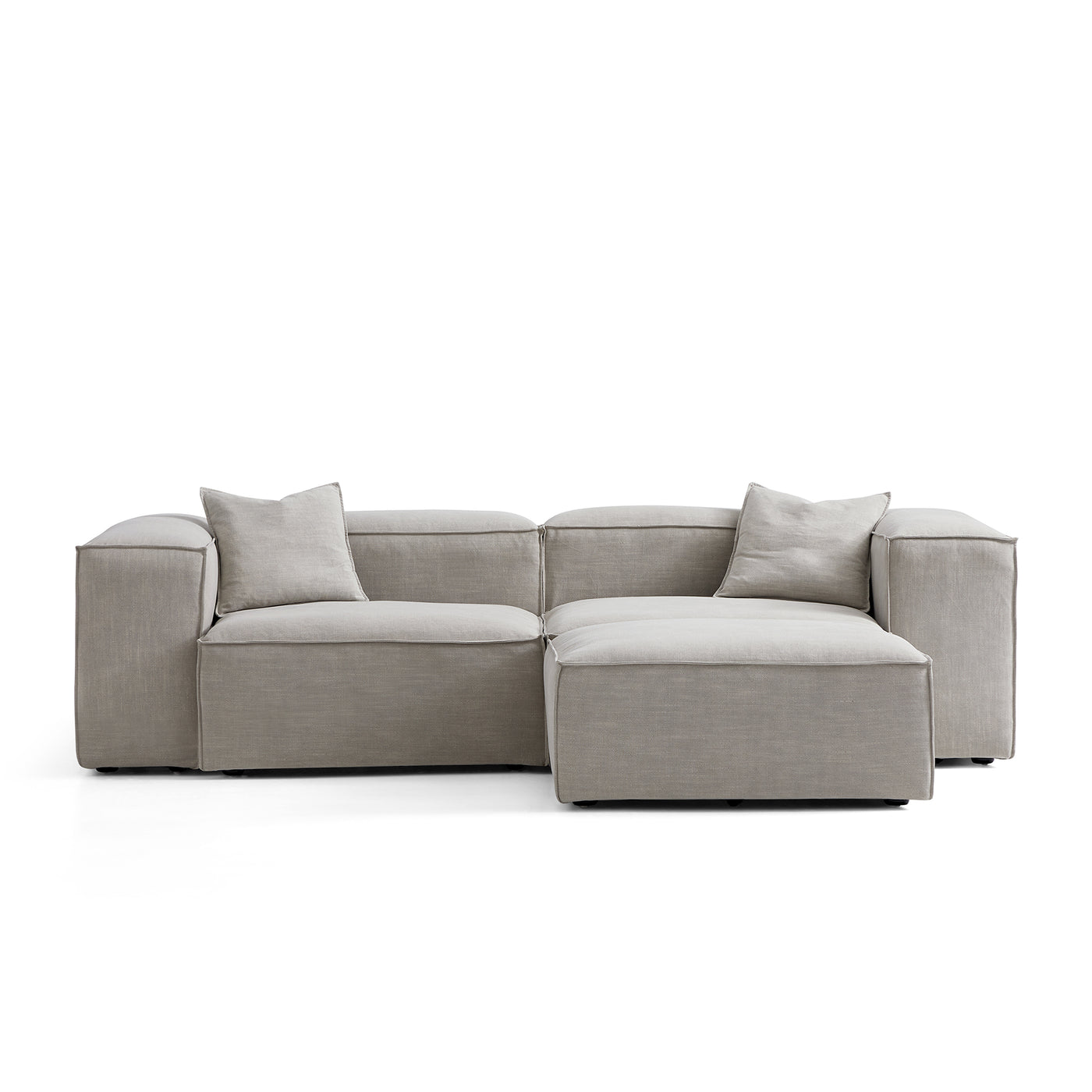 Freedom Modular New Gray Sofa with Ottoman-Sand-106.3"-High