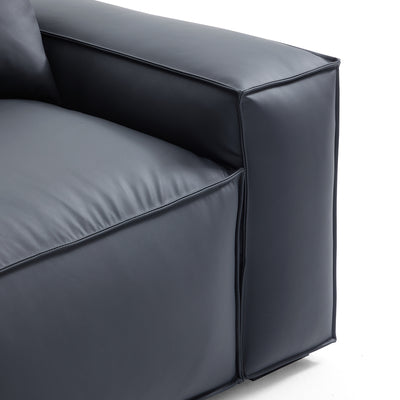 Geometry Minimalist Black Leather Sofa-Black