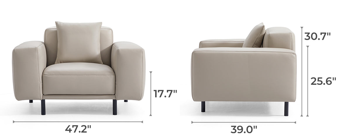 Noble Beige Leather Sofa Set