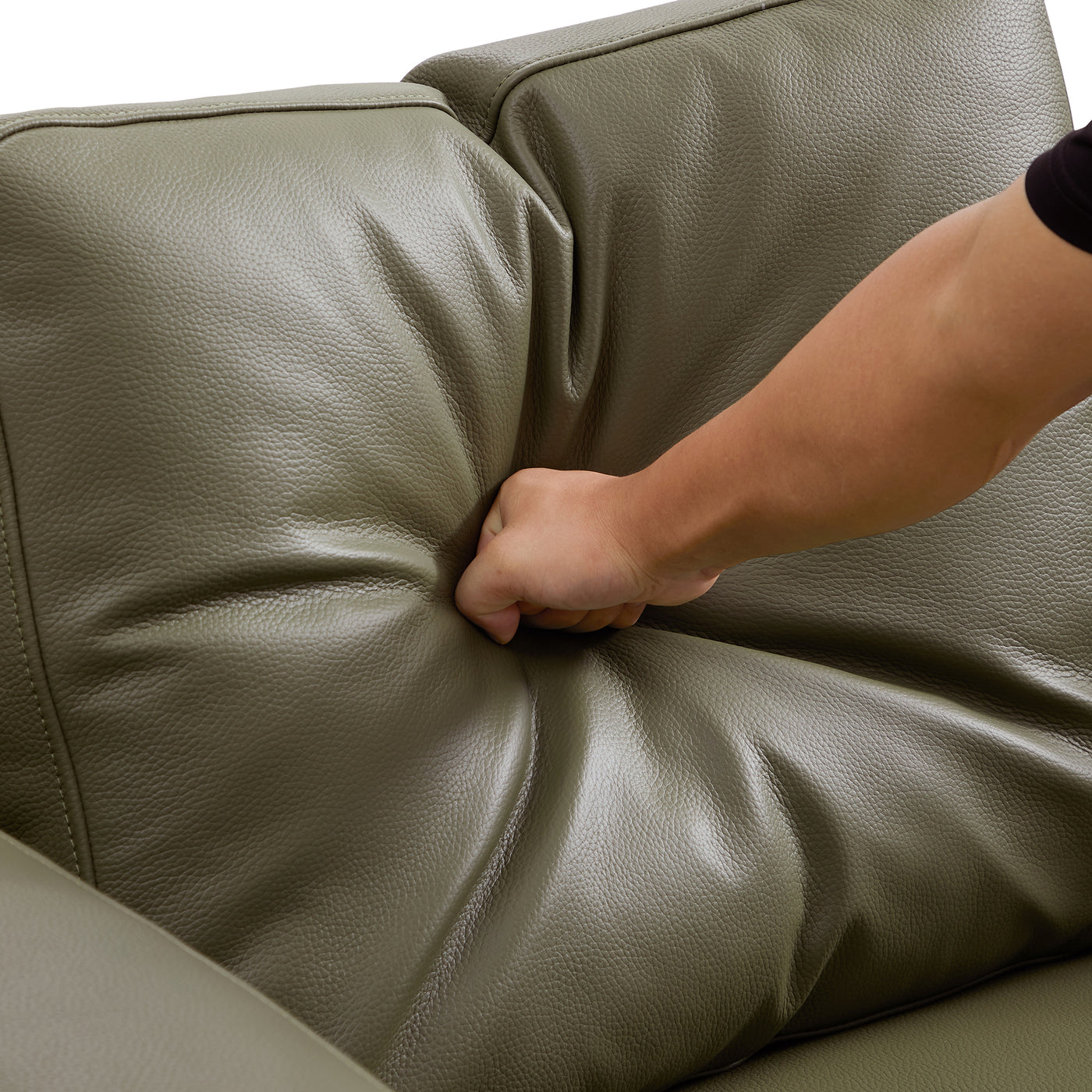 Olivia Top Grain Genuine Leather Sofa Set-Olive