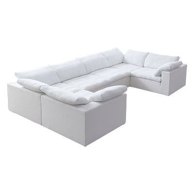 Tender Wabi Sabi U Shaped White Sectional Sofa-hidden