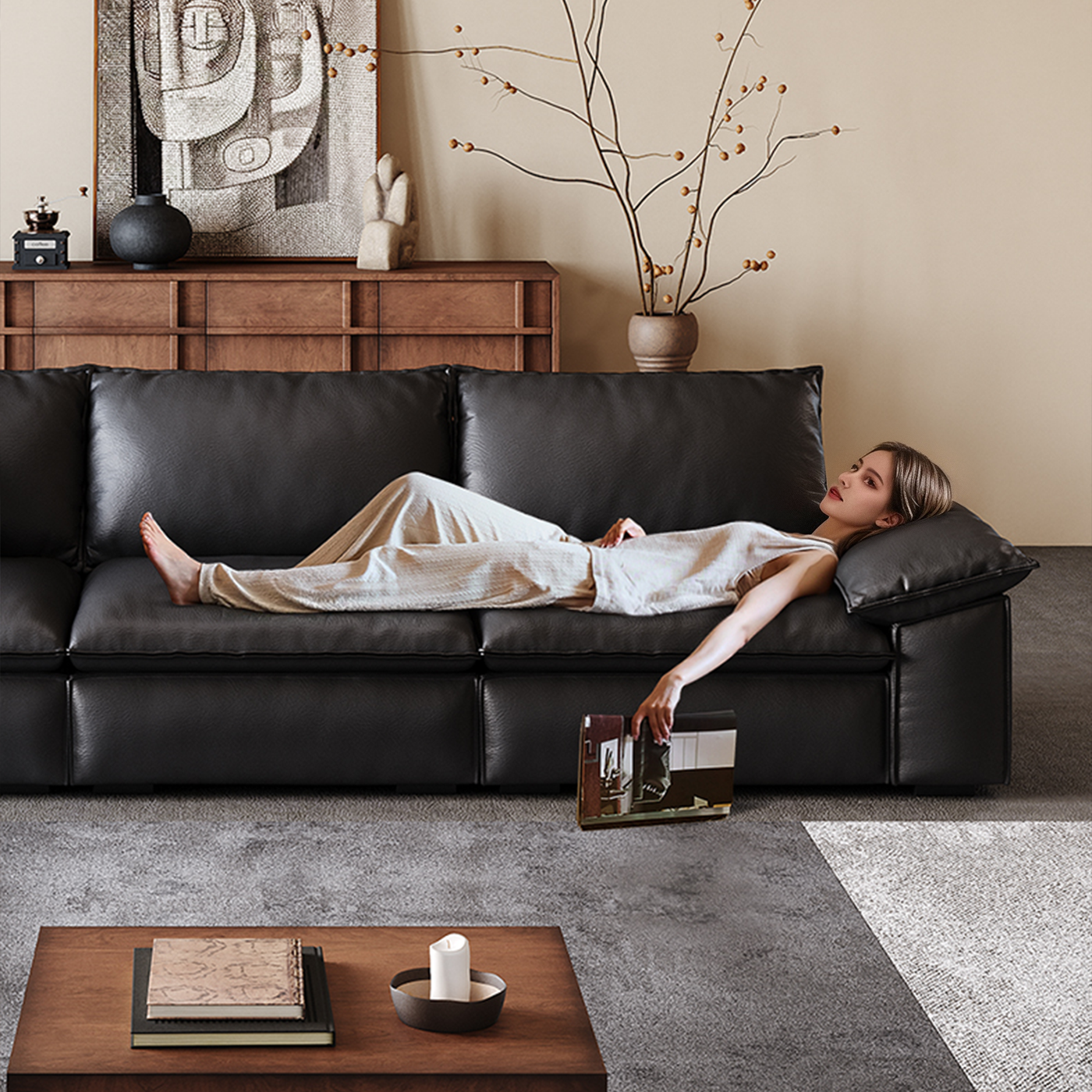 Brownie Modern Luxe Leather Sofa