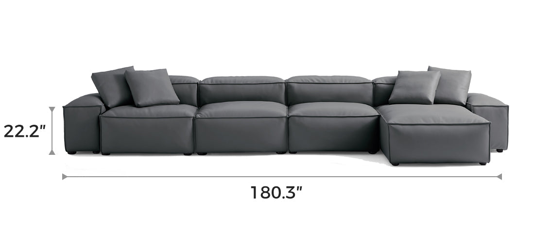 Flex Modular Dark Gray Genuine Leather Sectional