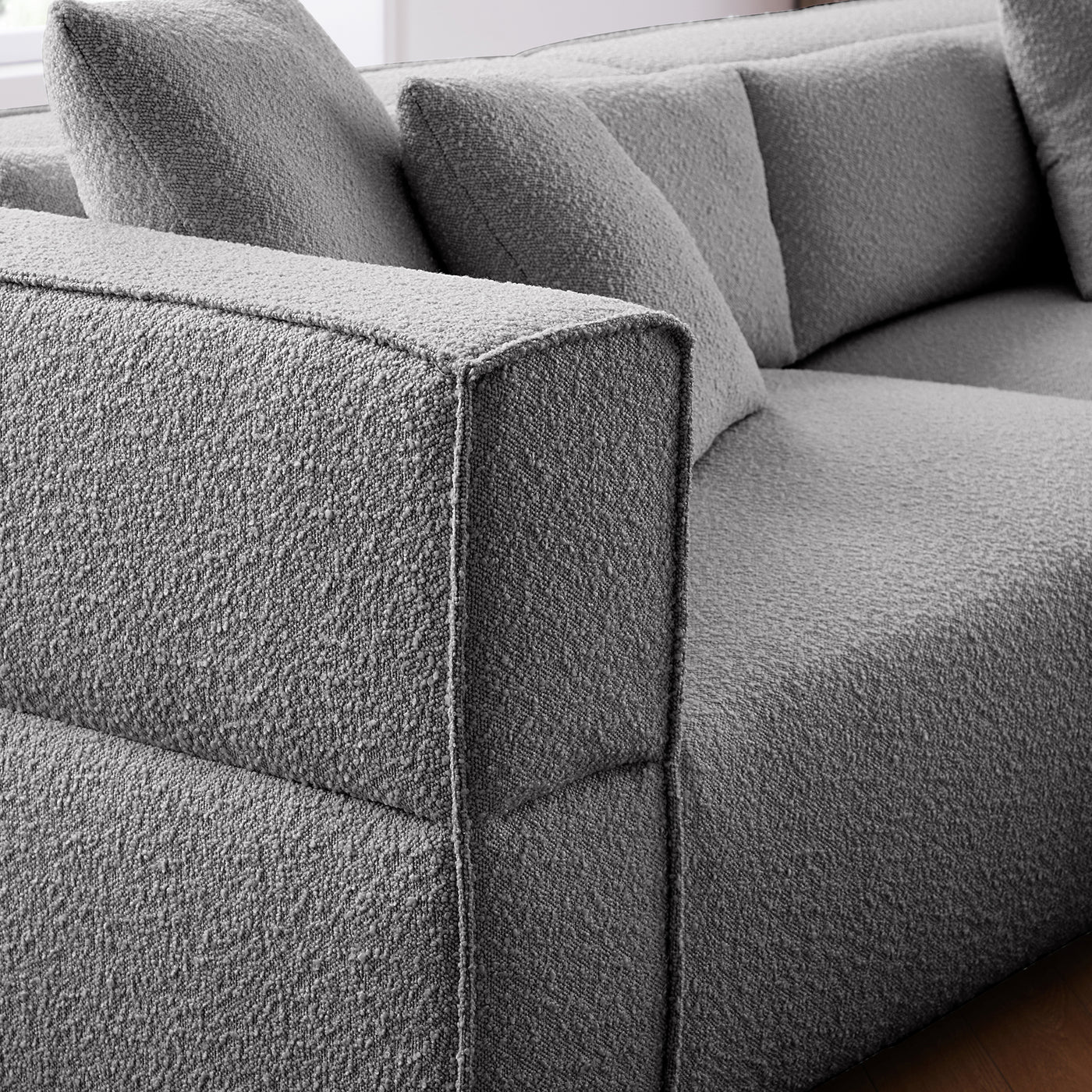 Nordic Modern Creamy Sofa with Ottoman-Gray
