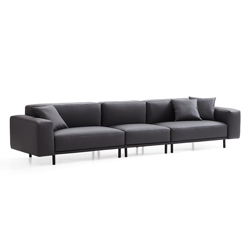 Noble Dark Gray Leather Sofa-Dark Gray-144.9″