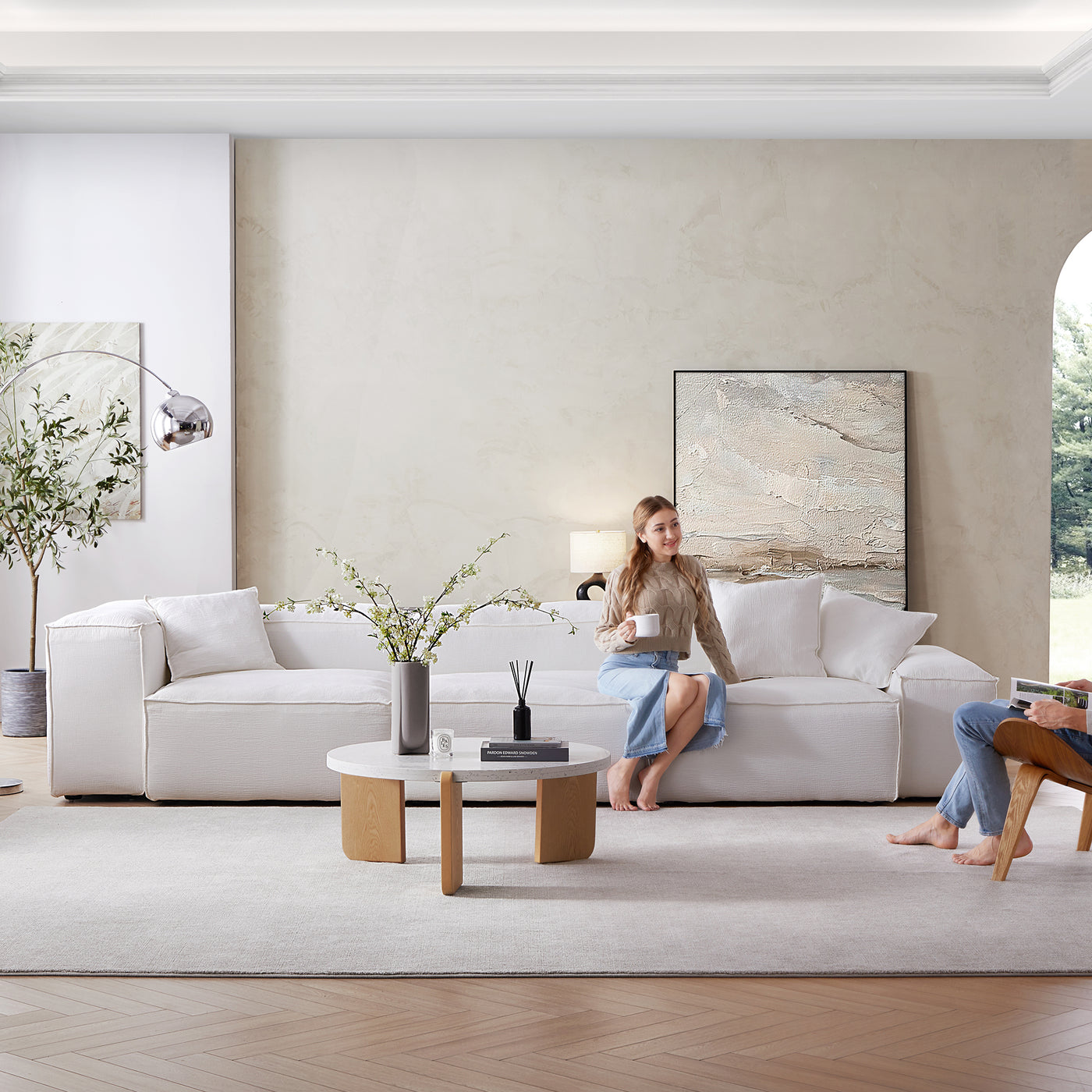 Freedom Modular White Sofa-White