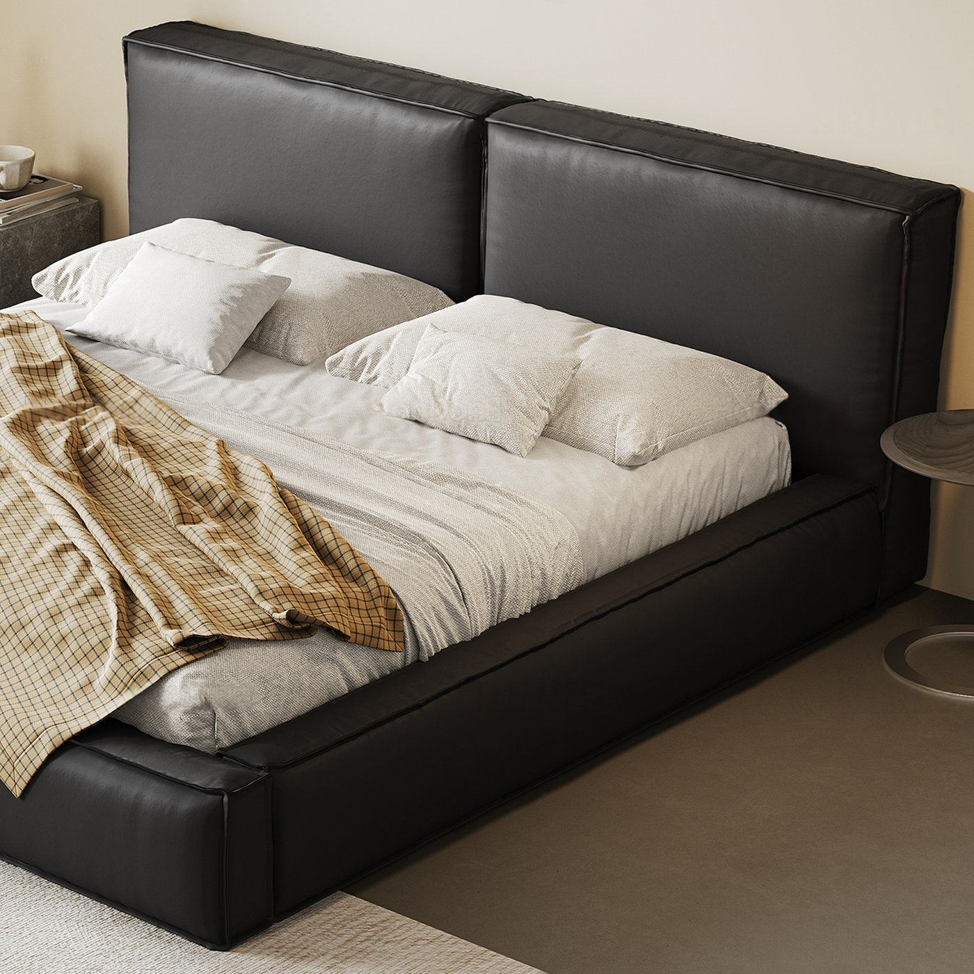 BlockSense Modern Leather Bed