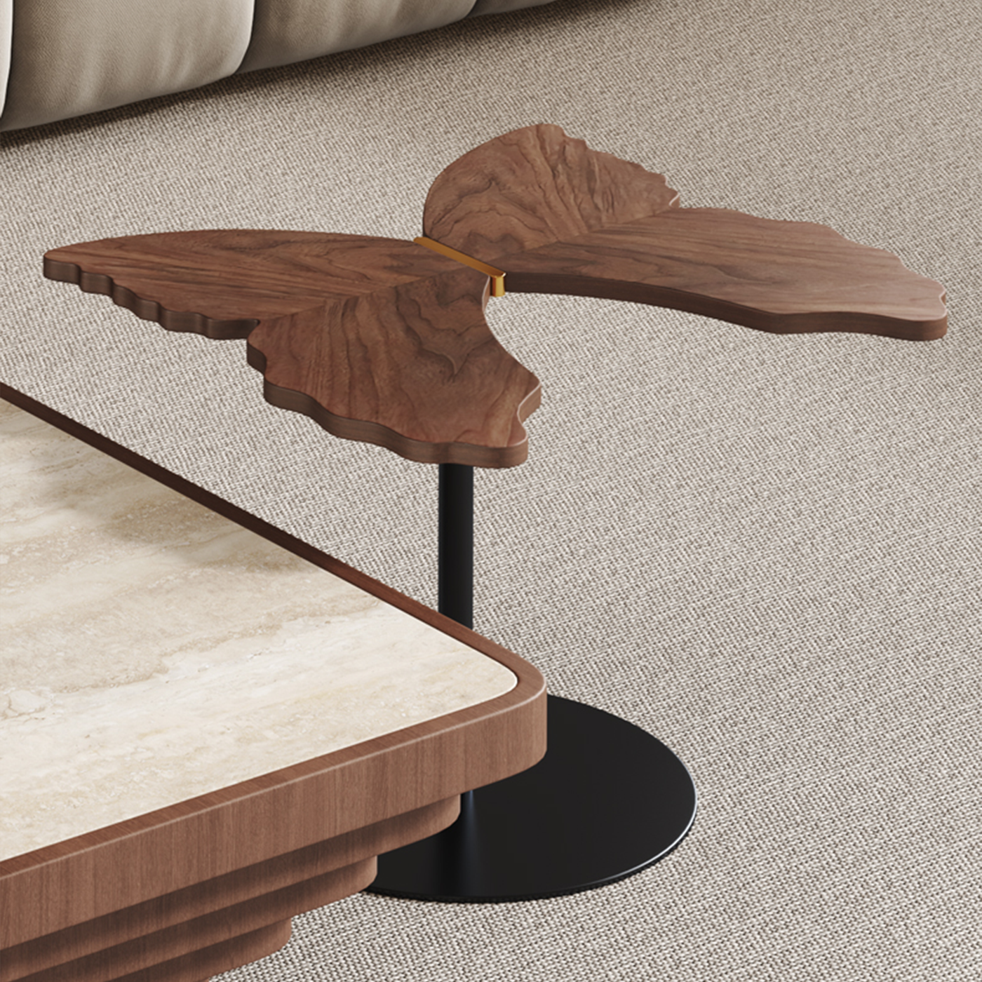 Flutter Walnut Coffee Table Set