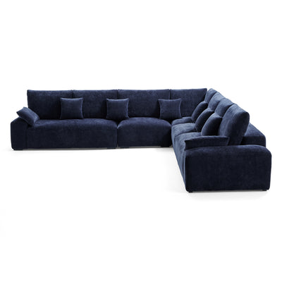 The Empress Navy Blue Corner Sectional-Navy Blue-144.9"