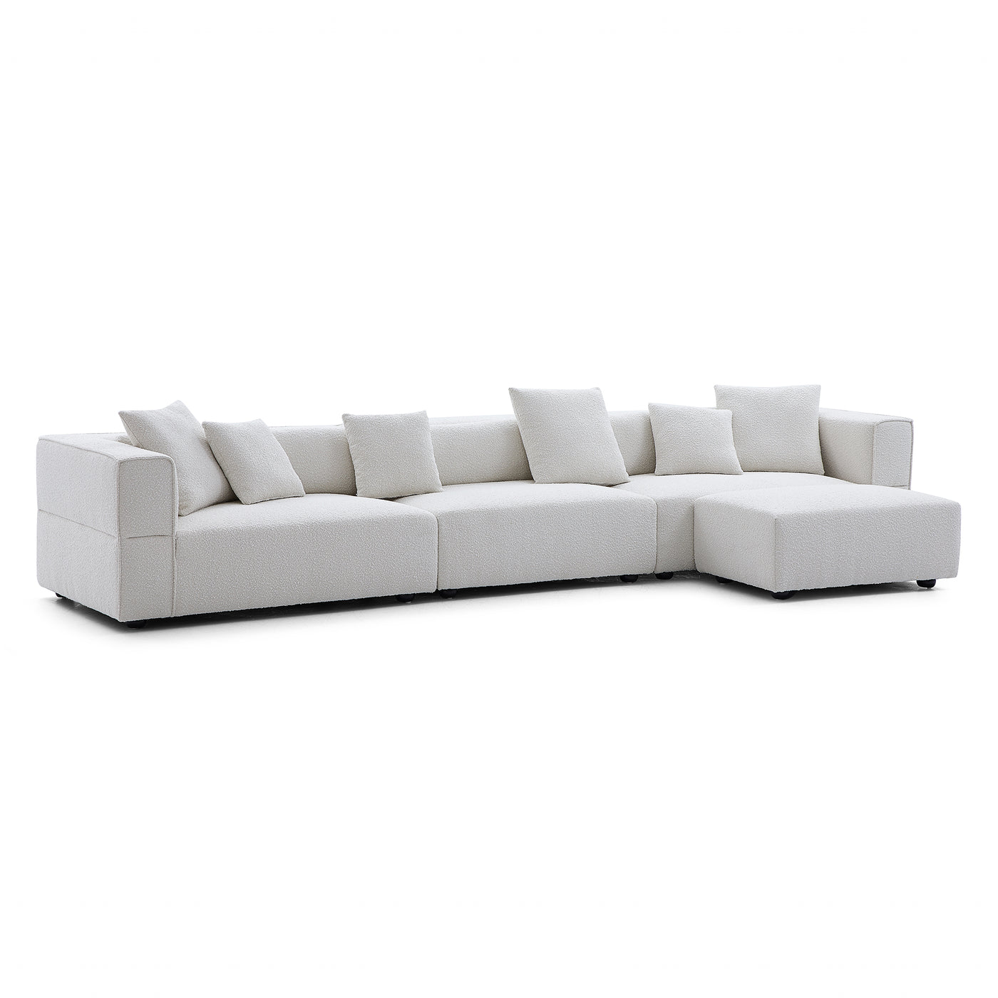 Nordic Modern Creamy Sofa with Ottoman-White