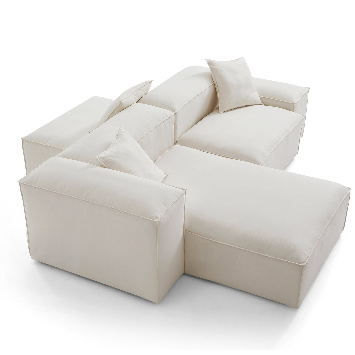 Freedom Modular Double Sided Sectional Sofa-Beige-106.3"-Low & High