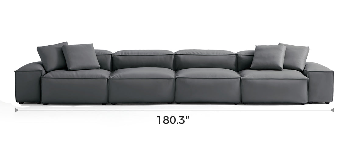 Flex Modular Dark Gray Genuine Leather Sofa