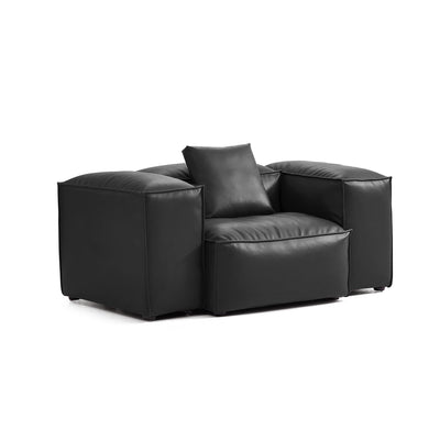 Flex Modular Black Genuine Leather Armchair-Black-68.1"-High