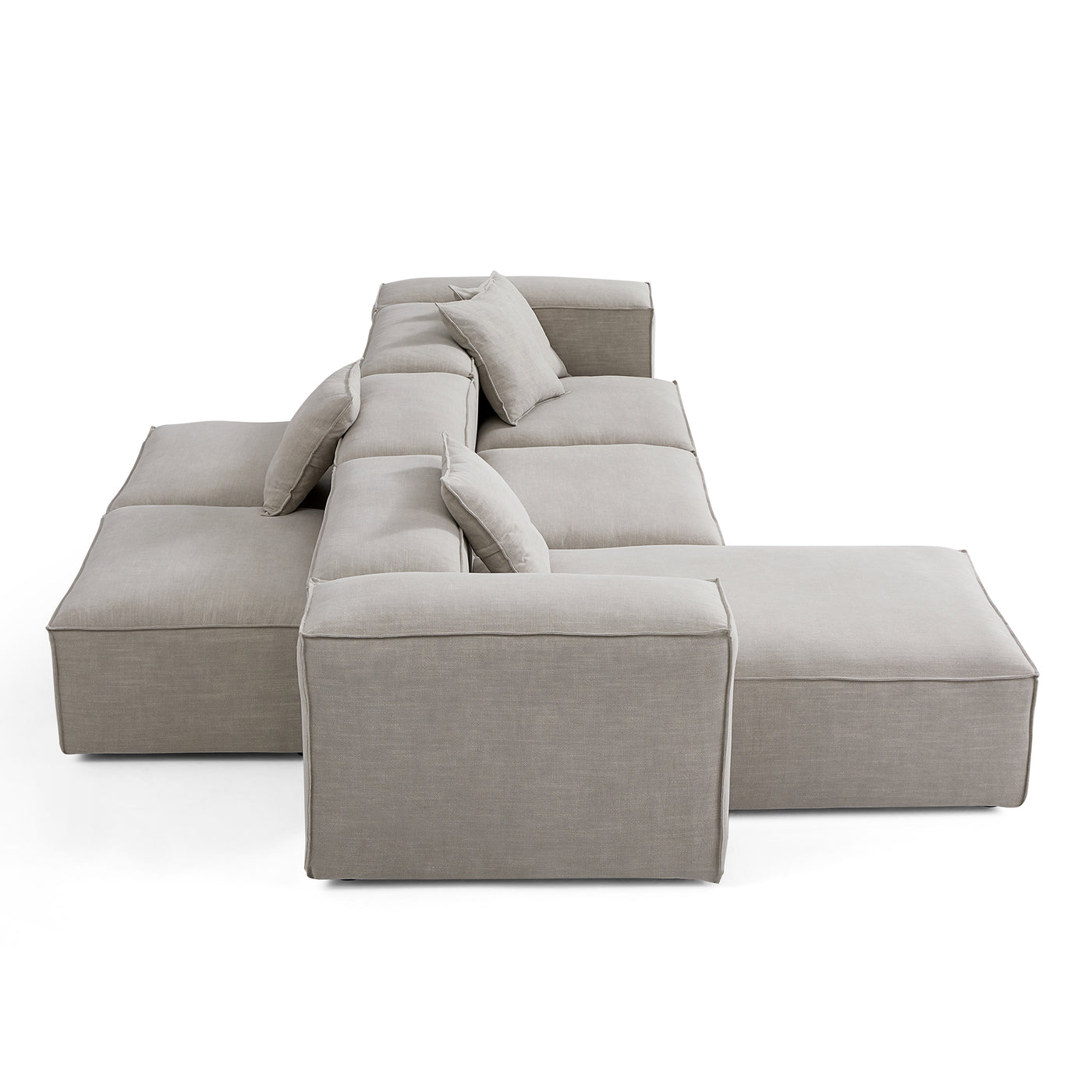 Freedom Modular New Gray Double Sided Sectional Sofa-Sand-143.7"-High