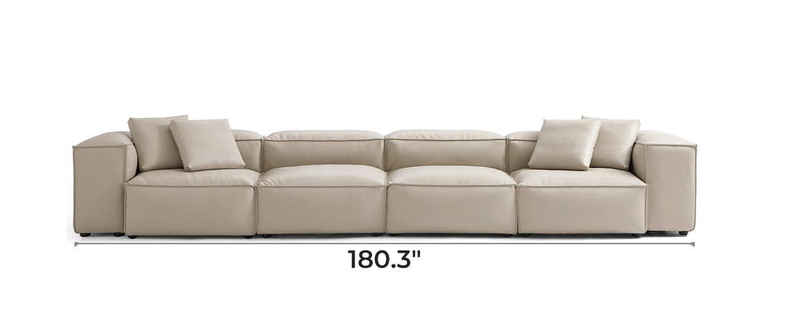 Flex Modular Beige Genuine Leather Sofa