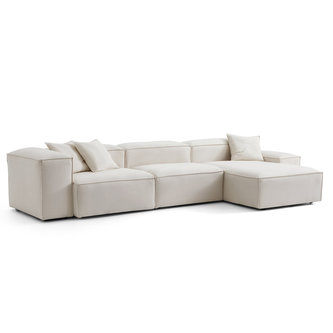 Freedom Modular Sectional Sofa-Beige-143.7"-Low & High