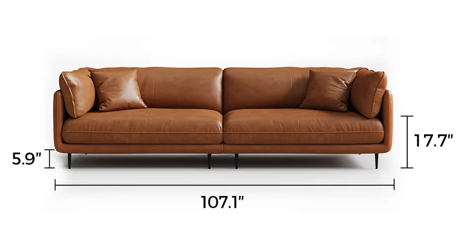 Vanilla Brown Genuine Leather Sofa